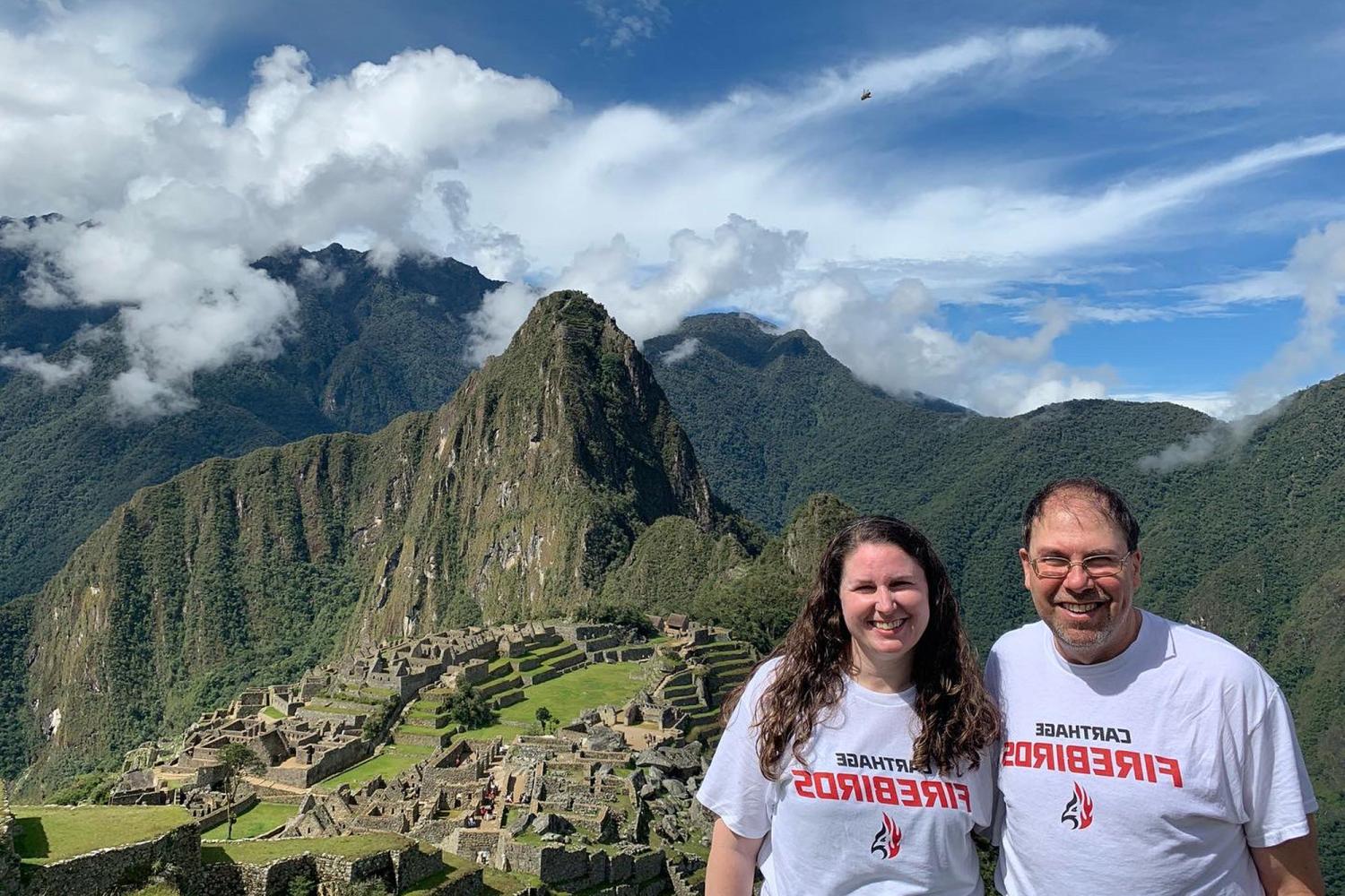 Profs. Jeff Roberg (political science) and Maribel Morales (modern languages) in Peru on a J-Term study tour.