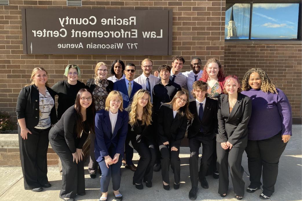 Carthage Mock Trial team at the Racine County Law Enforcement Center for the 3rd Annual Dairyland Challenge.